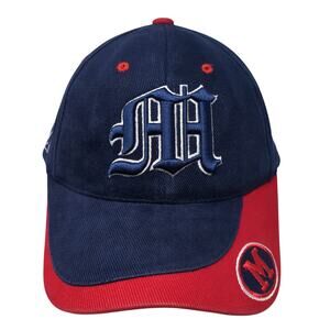 M Strapback Baseball Cap Blue One Size Adjustable Embroidered Sidewalk Cotton